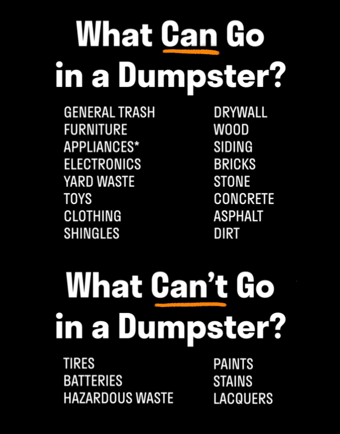 what can and cant go in dumpster